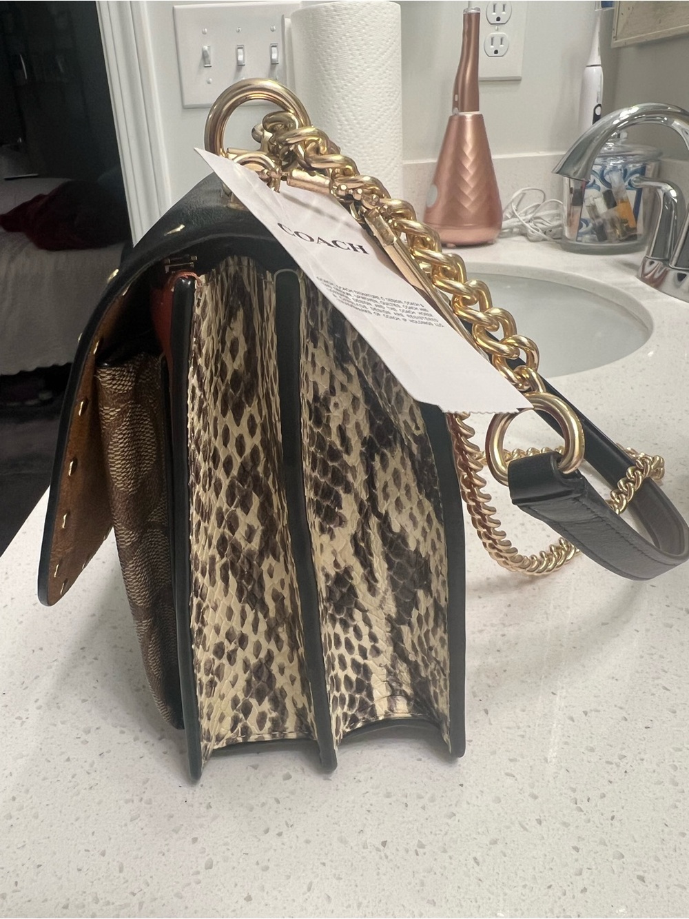 Coach 2023 Klare Crossbody Bag In Signature Canvas with gold chain strap. - Picture 5 of 7